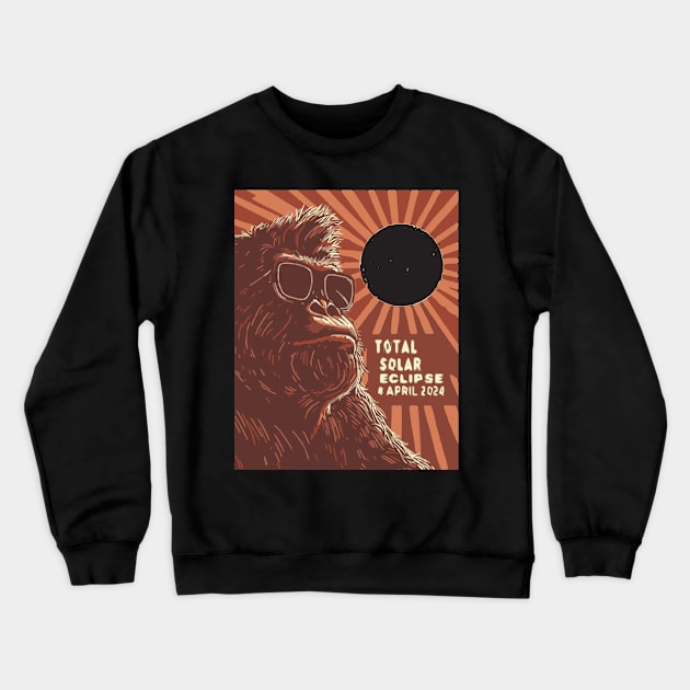 Cool Bigfoot Solar Eclipse 2024 Memorabilia Crewneck Sweatshirt by Obotan Mmienu